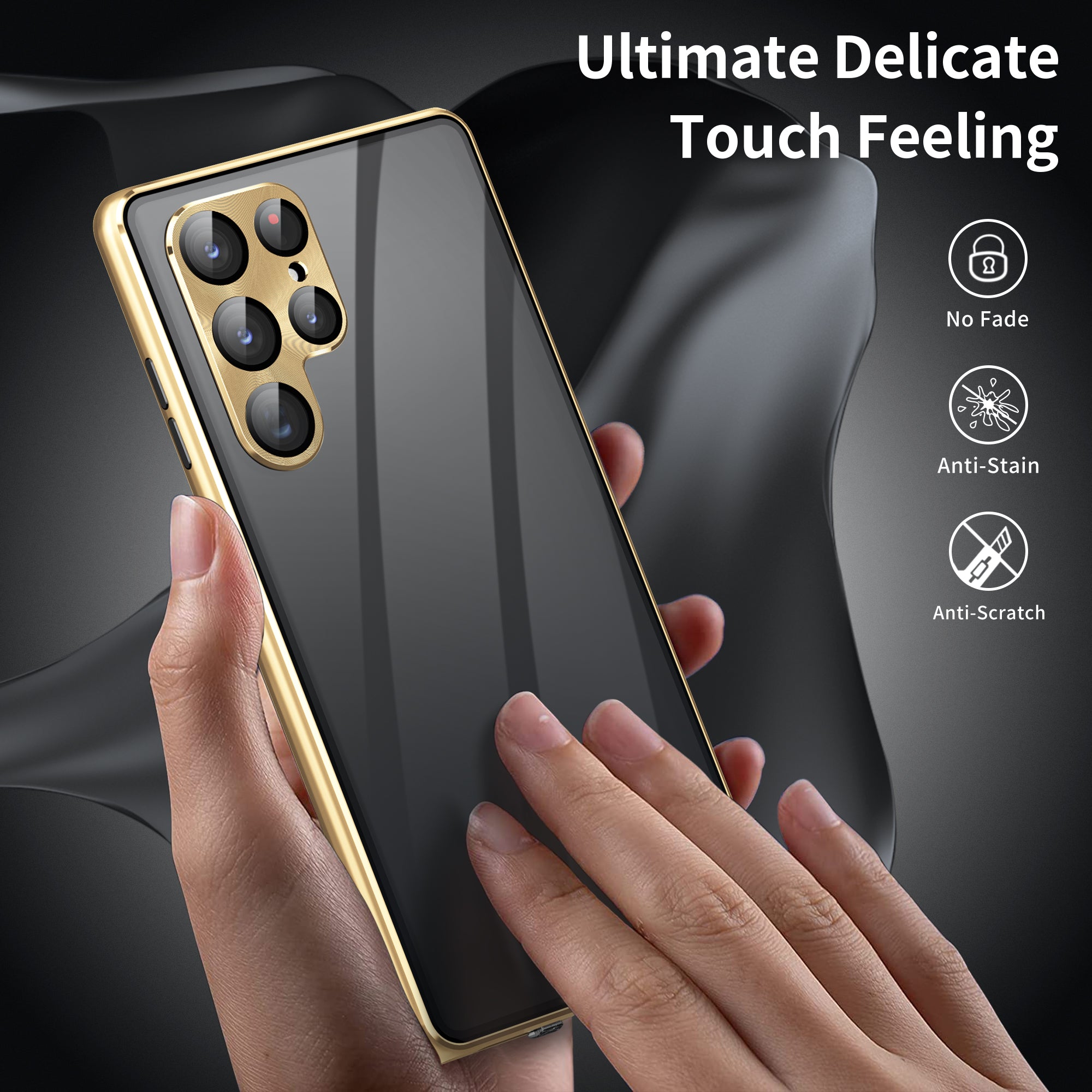 For Samsung Galaxy S23 Ultra Drop-proof Clear Phone Case Single-Sided Tempered Glass PC Panel Magnetic Adsorption Metal Frame Phone Cover with Safety Buckle For Samsung Galaxy S23 Ultra Drop-proof Clear Phone Case Single-Sided Tempered Glass PC Panel Magnetic Adsorption Metal Frame Phone Cover with Safety Buckle